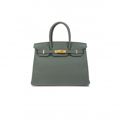 HERMES MASTER BIRKIN 30 EPSOM LEATHER BIRKIN GREEN GOLD BUCKLE HIGH END BAG BK3063TGGP4296 (30*23*15cm)